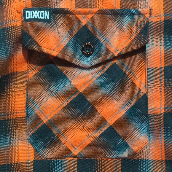 DIXXON Men's Orange and Black Plaid Shirt - Picture 3 of 4